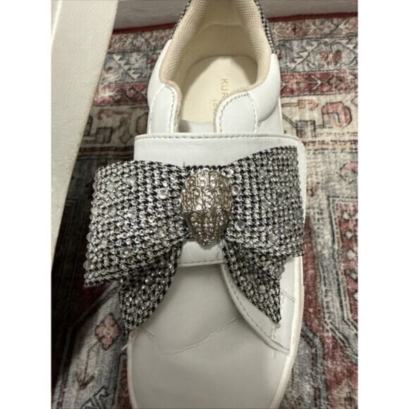 Kurt Geiger Mini Laney Bow Sneaker :Little Kid-Big Kid:White-Silver Size 34/3M - Picture 3 of 7